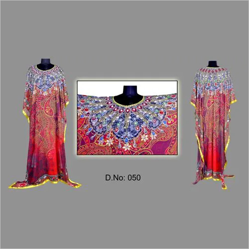 Embroidered Print Kaftan