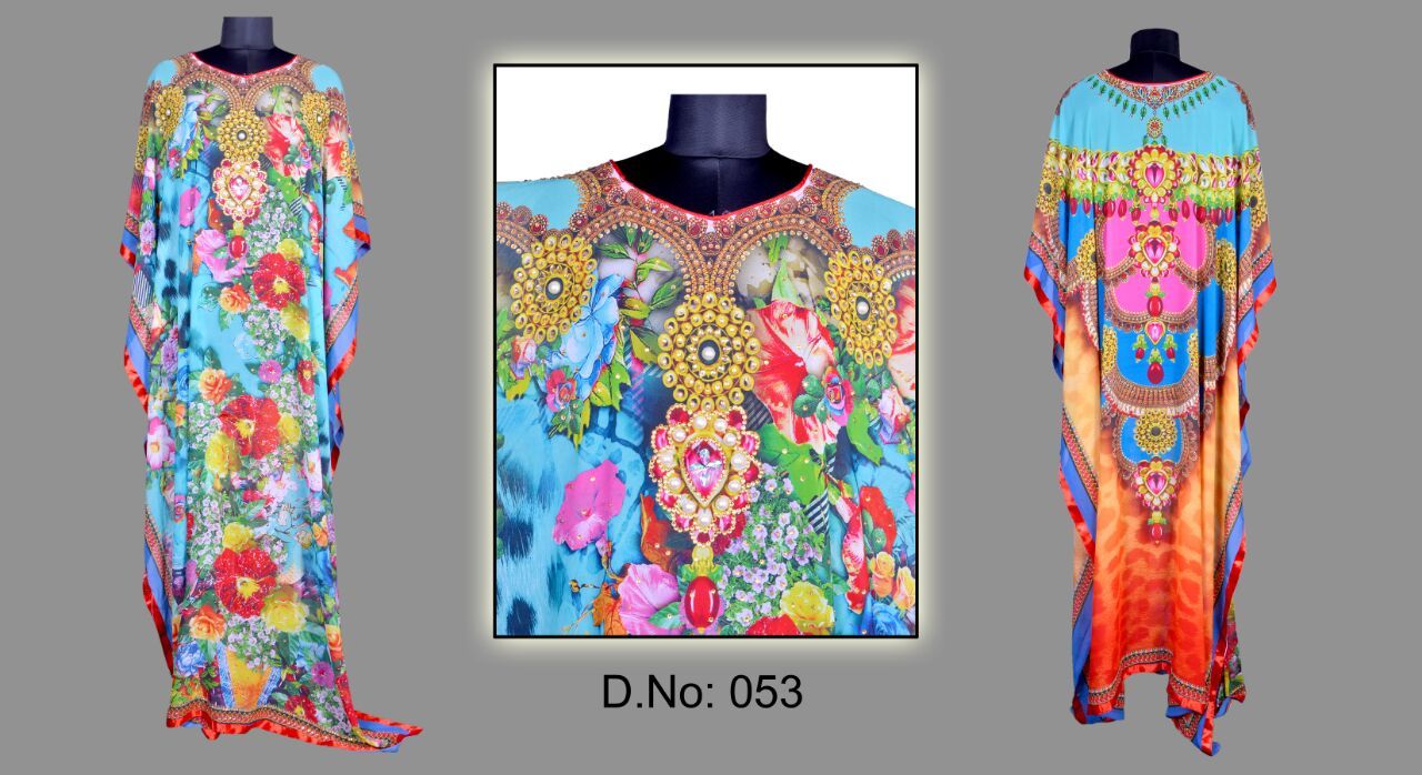 Embroidered Print Kaftan