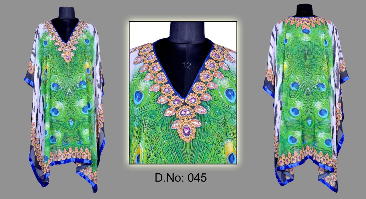Embroidered Print Kaftan