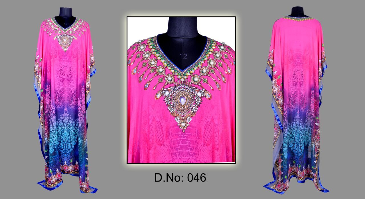 Embroidered Print Kaftan